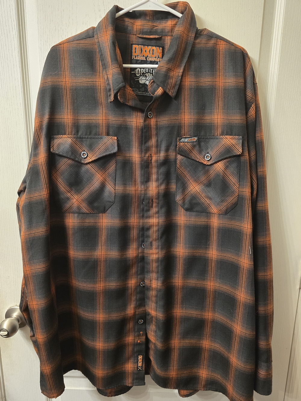 DIXXON Revzilla Black and Orange Plaid Button-Down Flannel Shirt